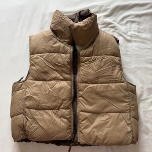 Zara Women's Brown Puffer Vest